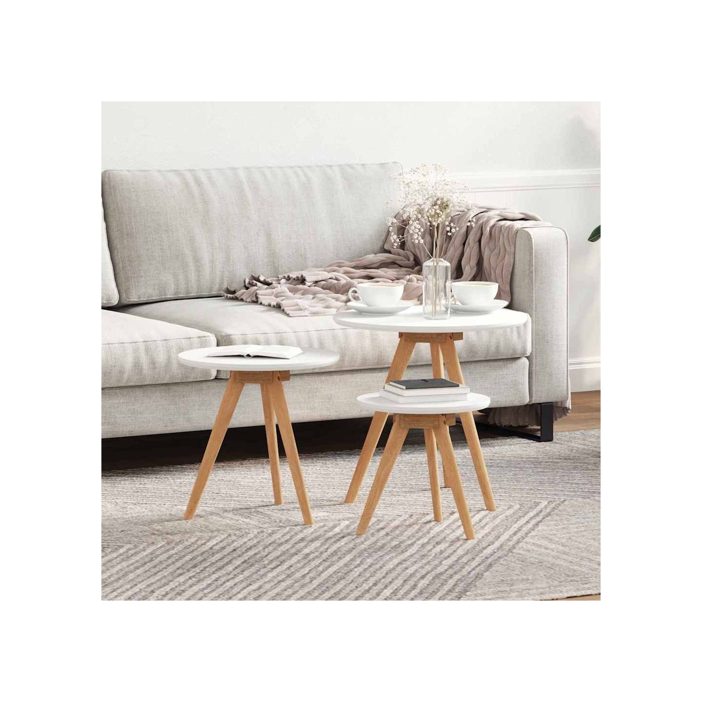 Table basse 3 pc Marron 50 x 50 x 46 cm Bois de noyer massif