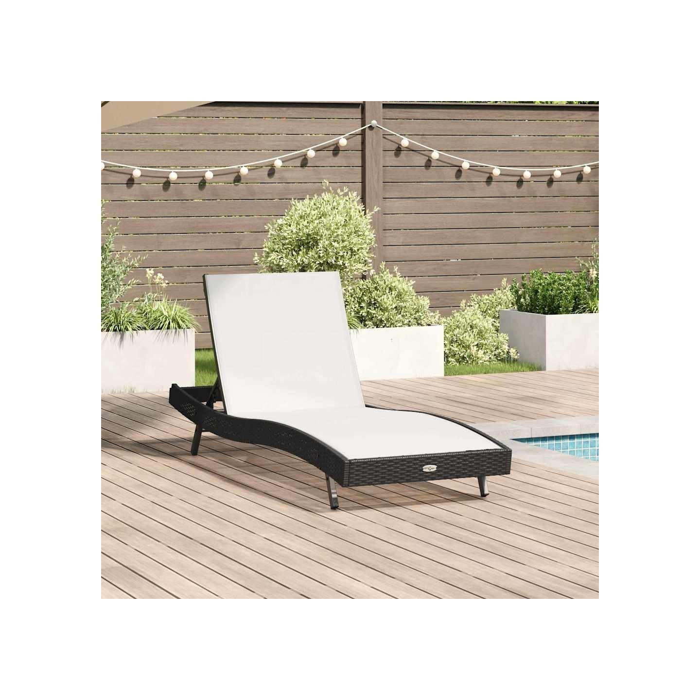 Transat Noir et Blanc 197 x 70 x 82 cm polyrotin