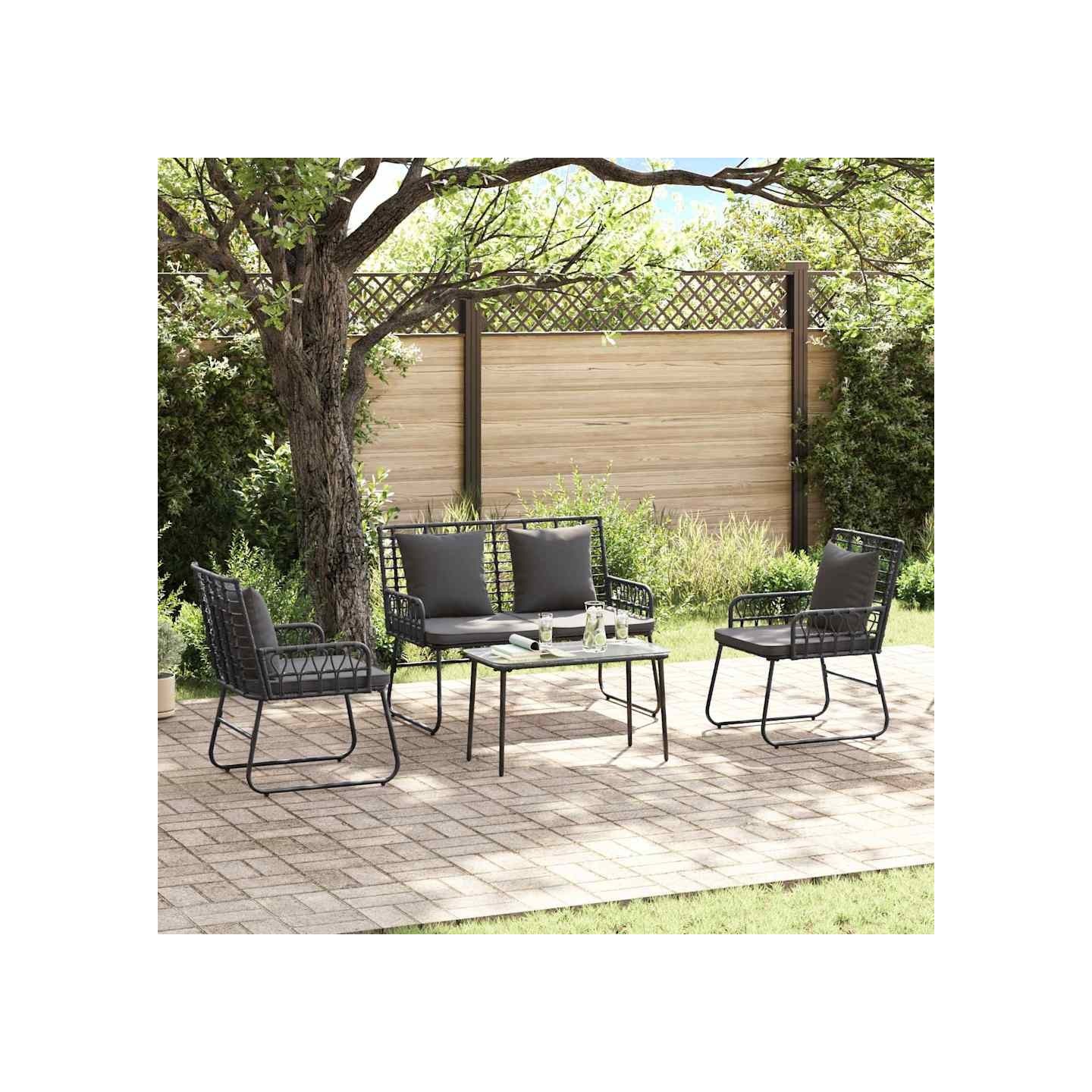 Ensemble de salle à manger pour jardin 3 pc Noir et anthracite