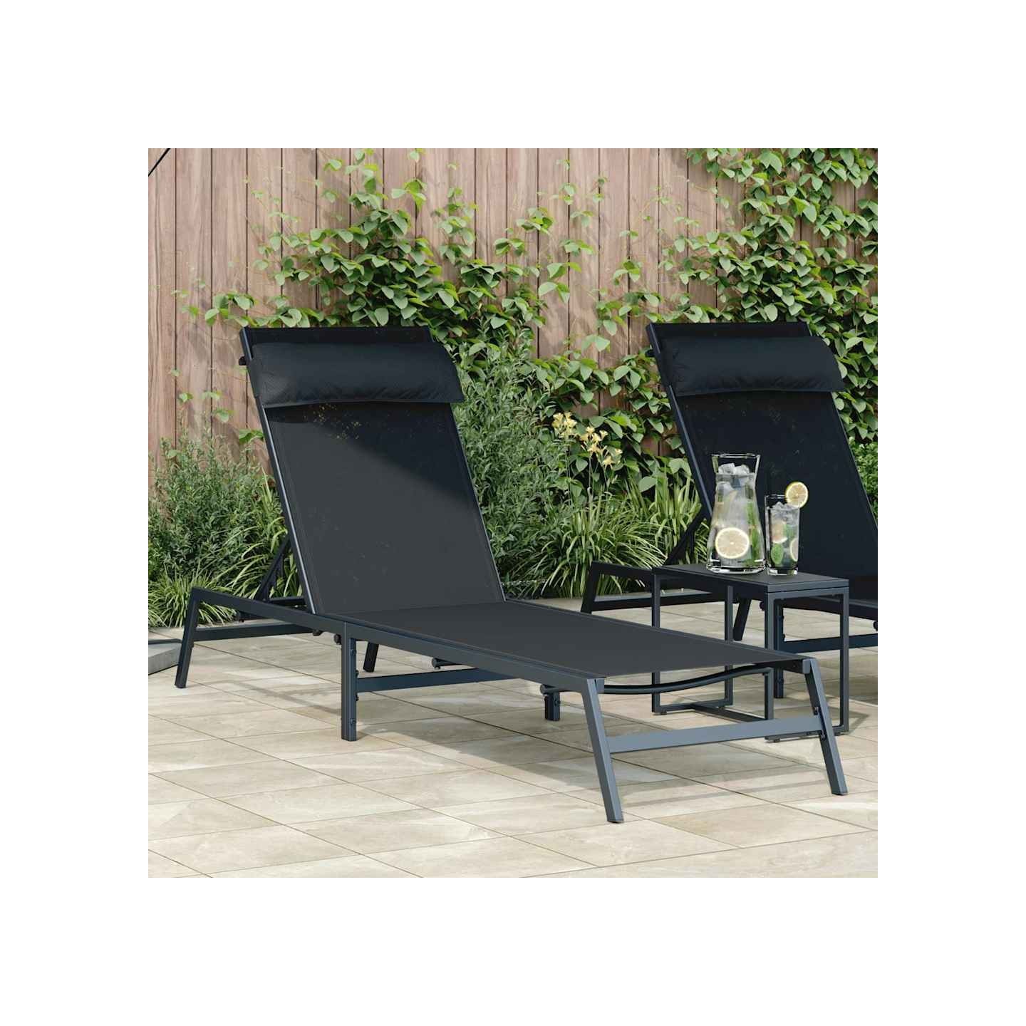 Chaise longue Acier Noir et anthracite