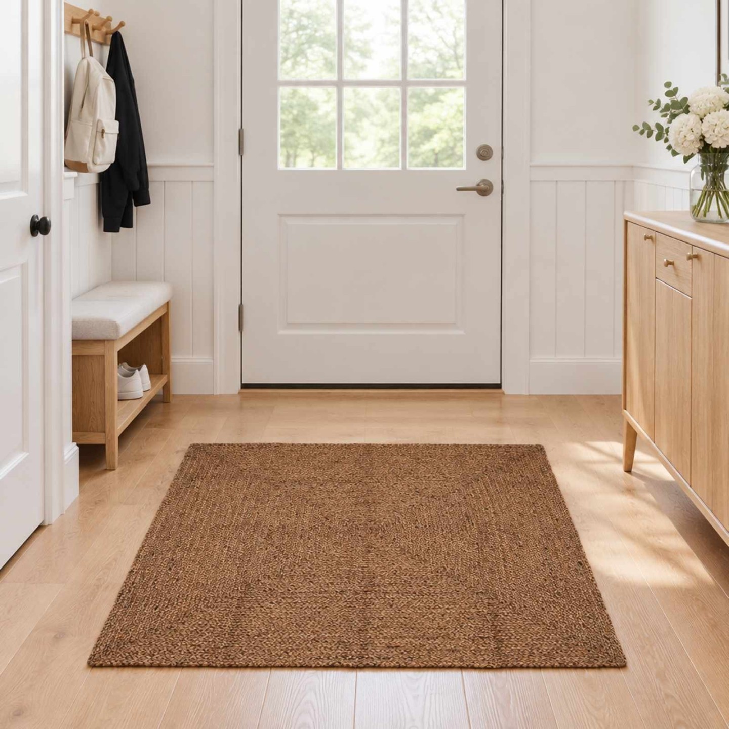 Tapis de zone Gris 120 x 120 cm Jute