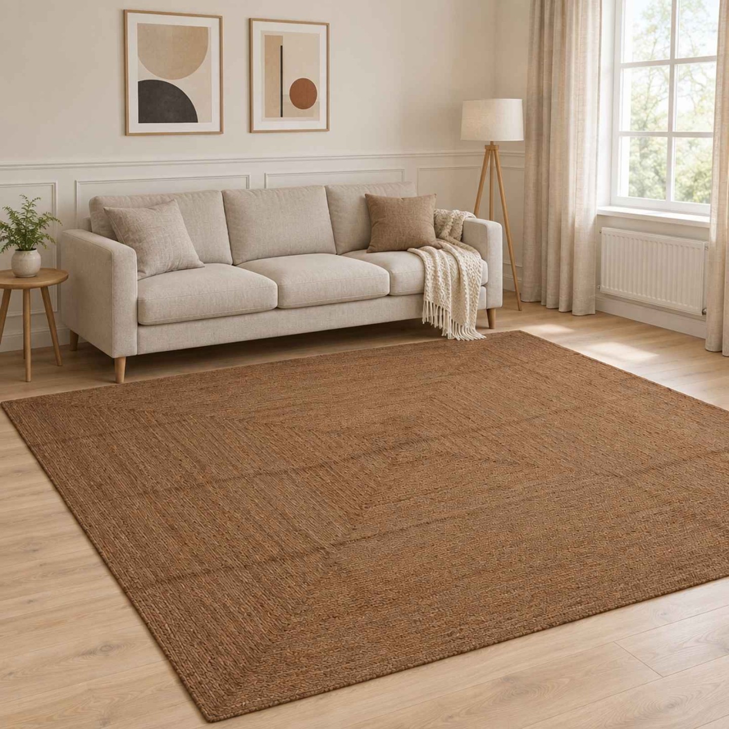 Tapis de zone Gris 300 x 300 cm Jute