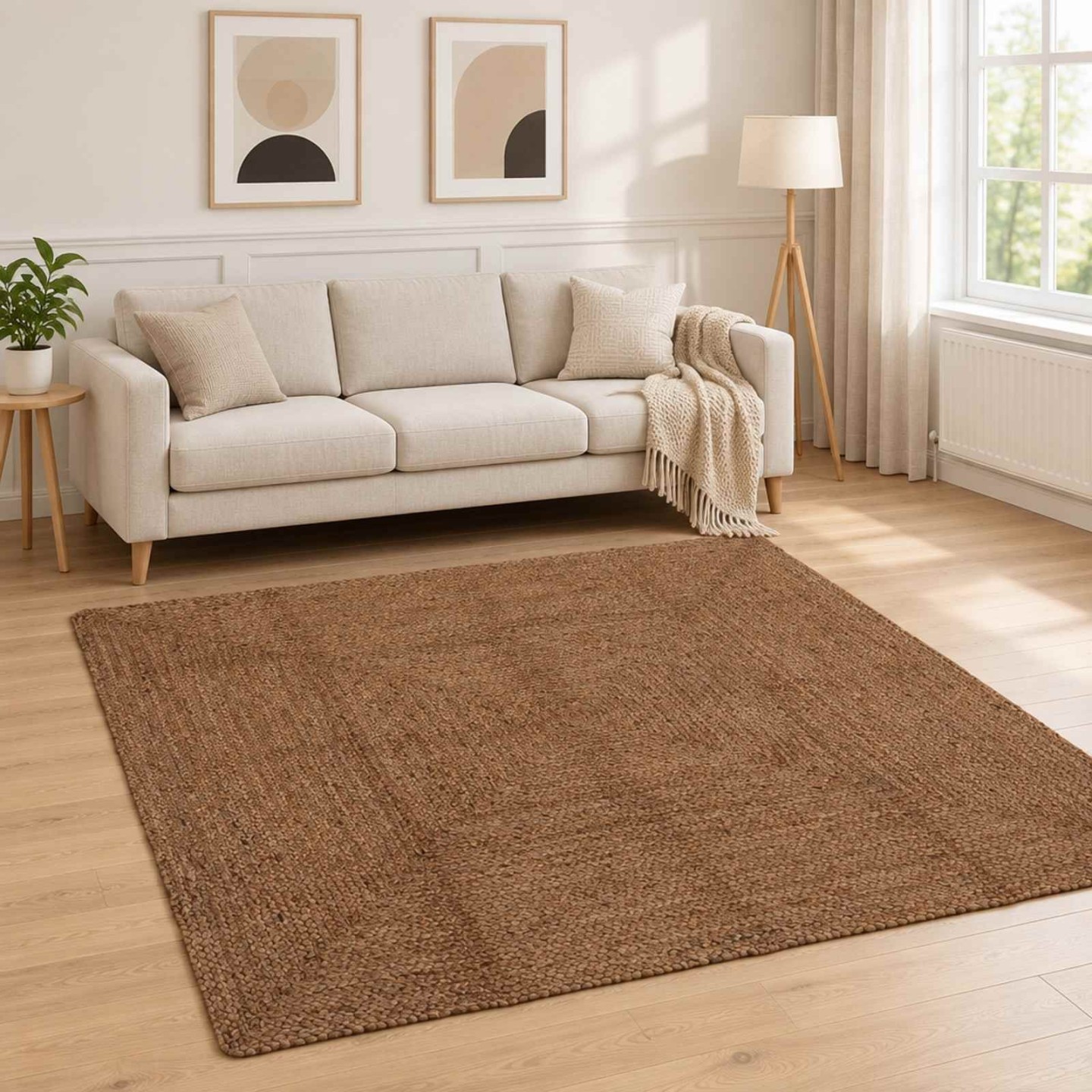 Tapis de zone Gris 200 x 200 cm Jute