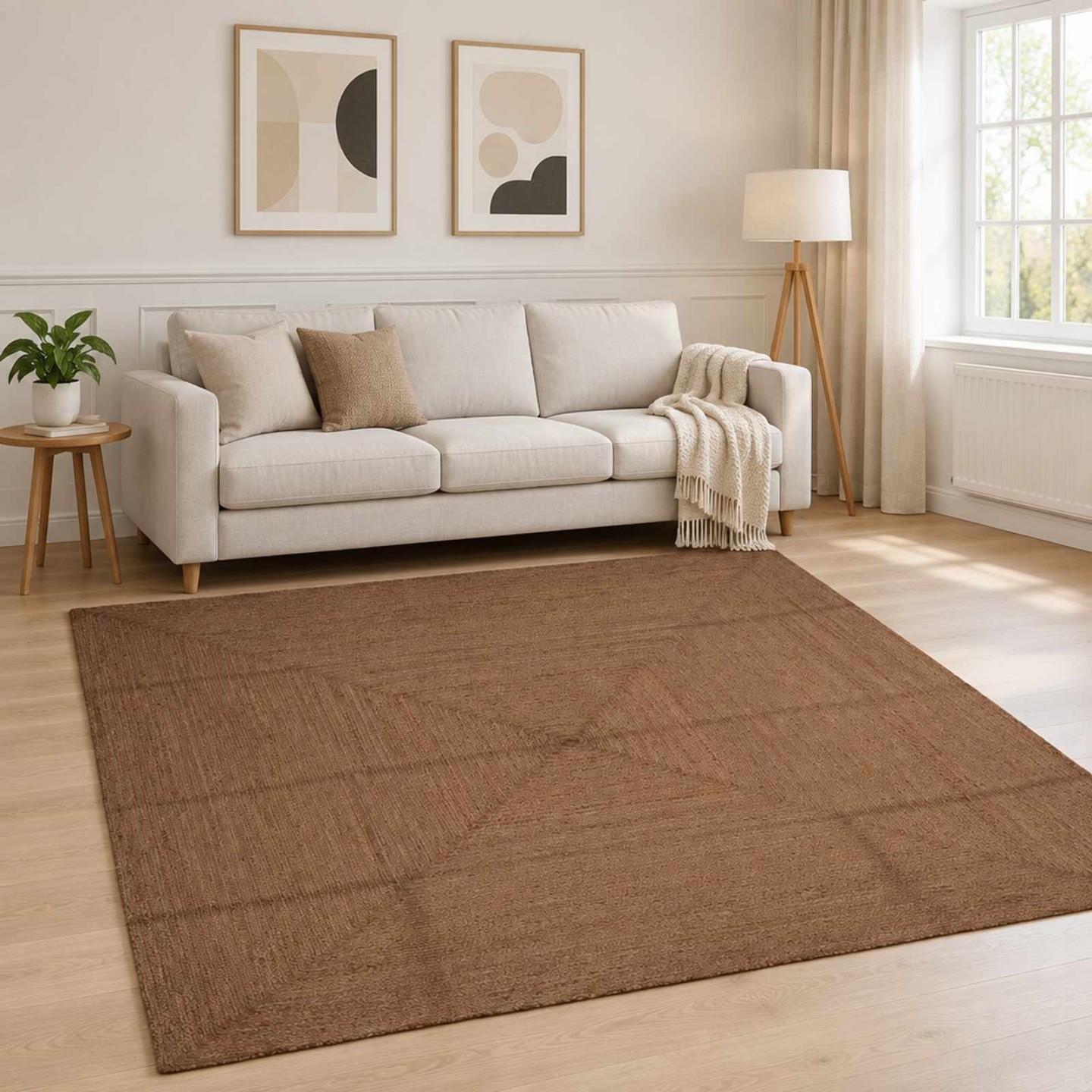 Tapis de zone Gris 240 x 240 cm Jute