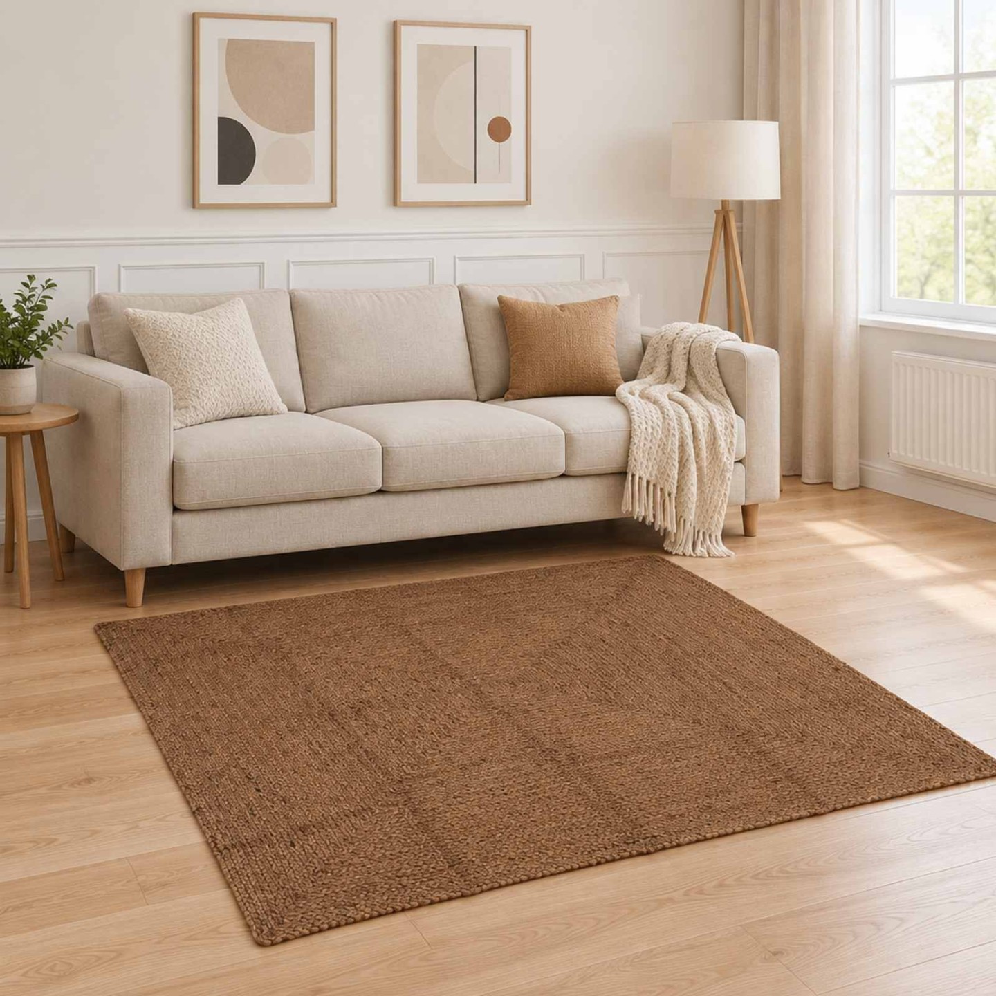 Tapis de zone Gris 160 x 160 cm Jute
