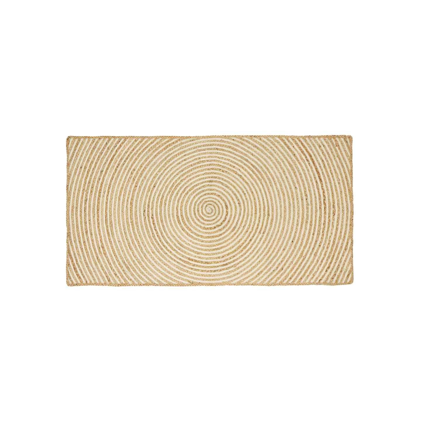 Tapis de zone Naturel et Blanc 80 x 150 cm Jute
