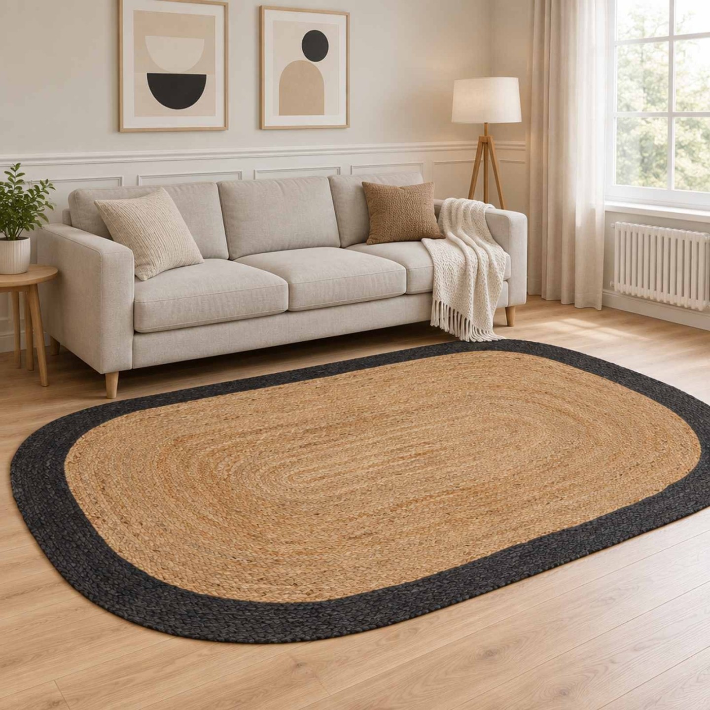 Tapis de zone Gris foncé 205 x 305 cm Jute