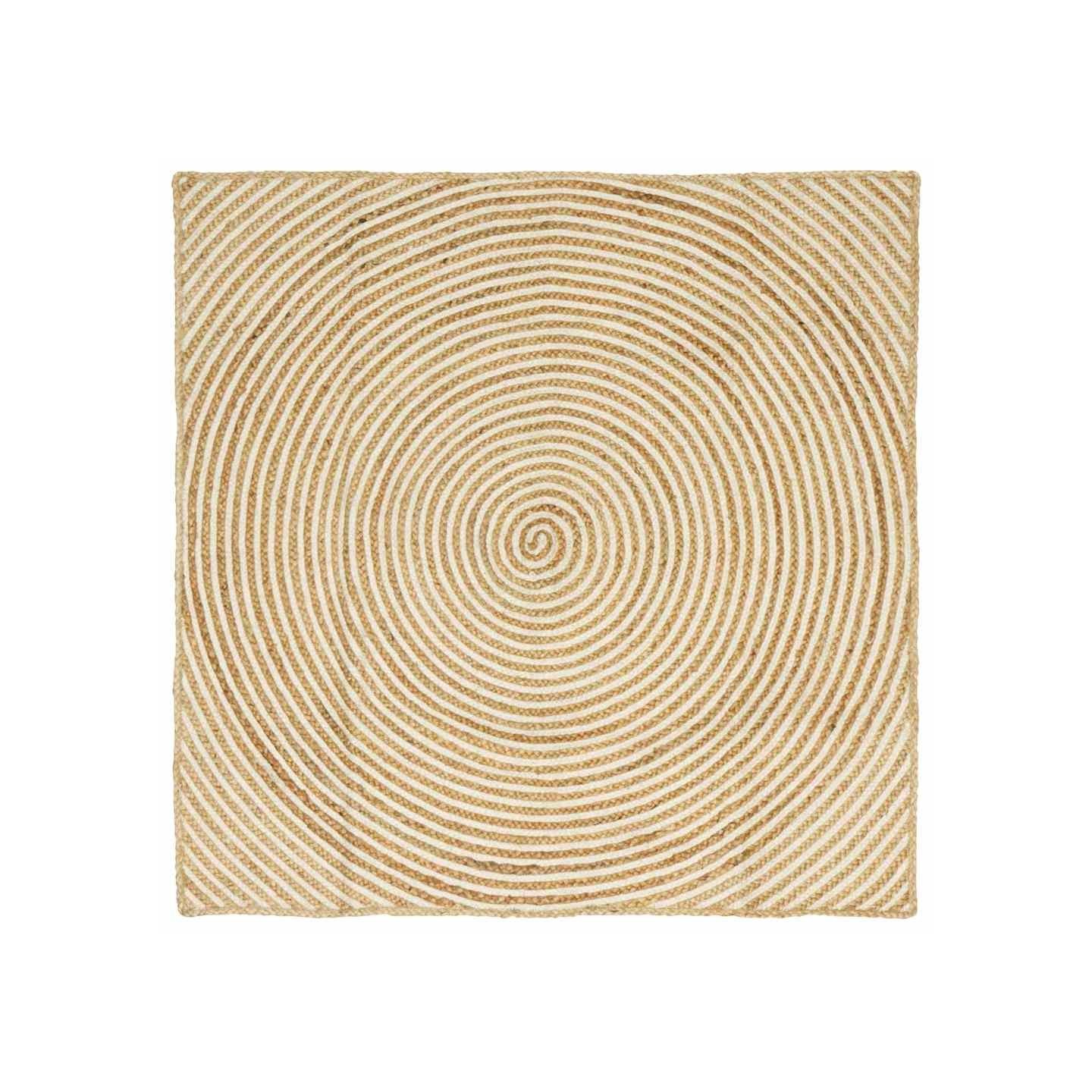 Tapis de zone Naturel et Blanc 120 x 120 cm Jute