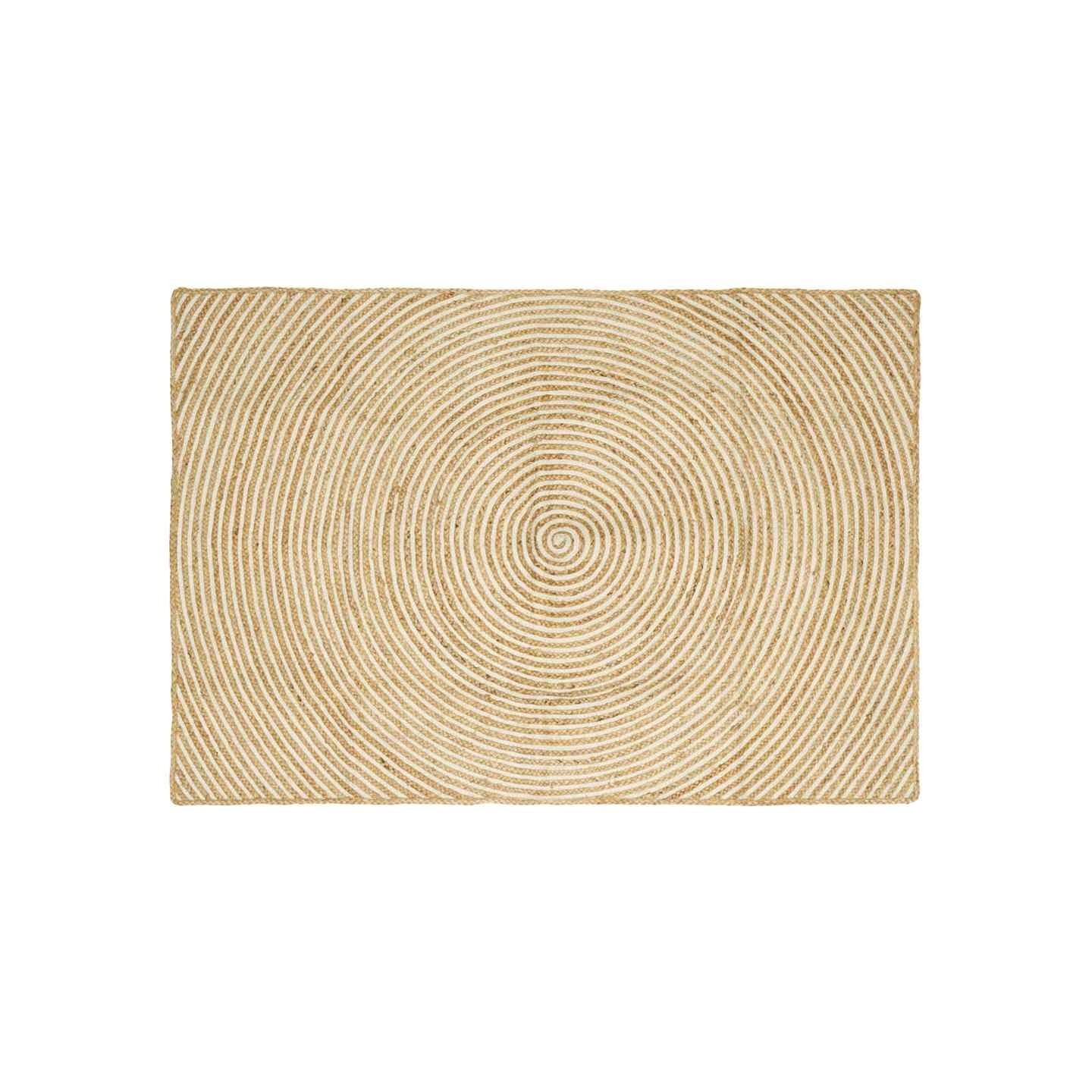 Tapis de zone Naturel et Blanc 120 x 170 cm Jute
