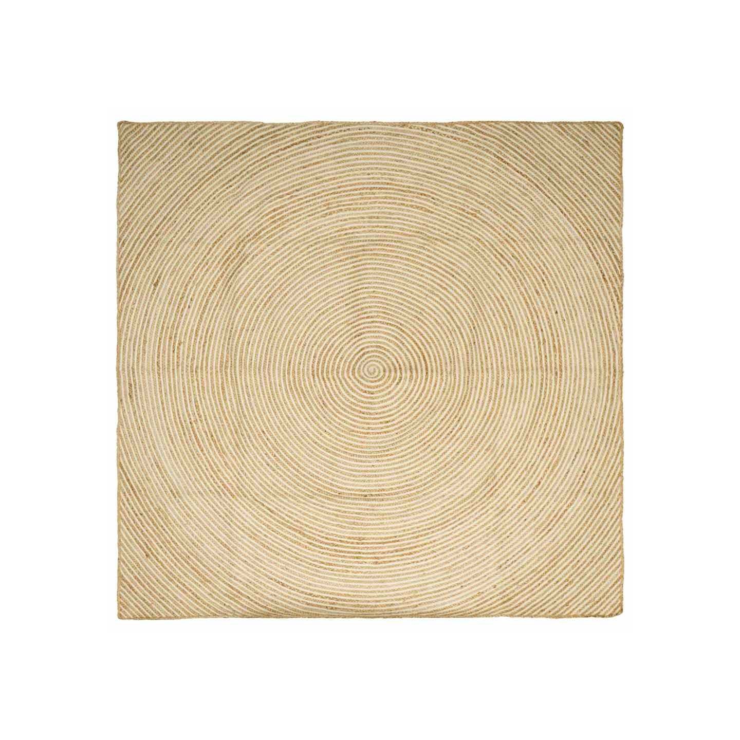 Tapis de zone Naturel et Blanc 200 x 200 cm Jute