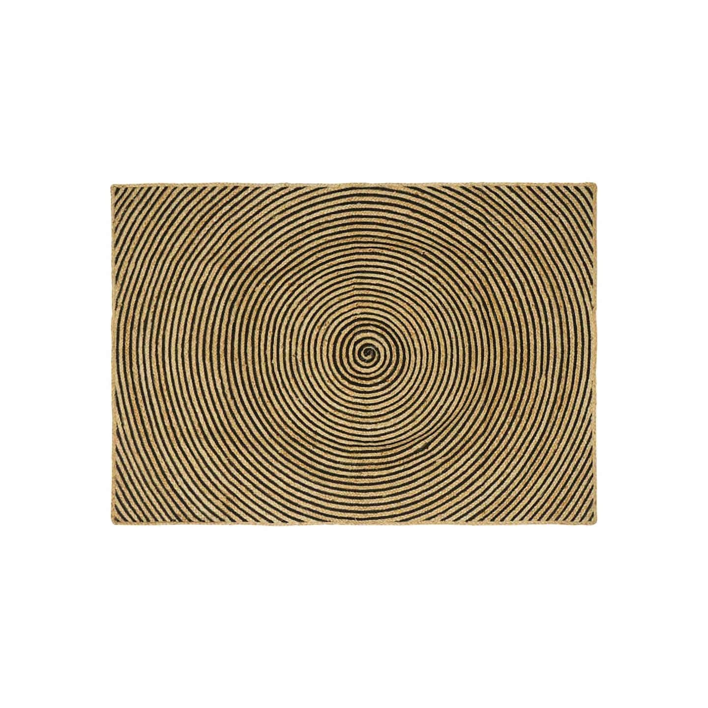 Tapis de zone Naturel et noir 120 x 170 cm Jute