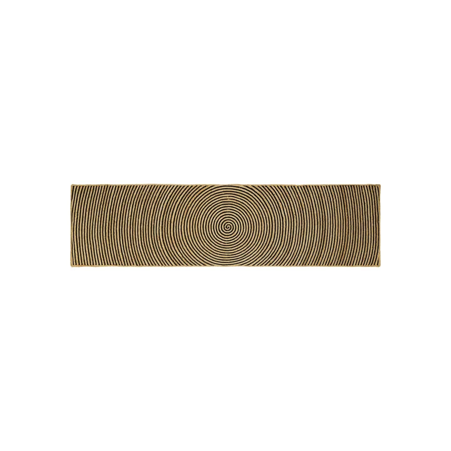 Tapis de zone Naturel et noir 80 x 300 cm Jute