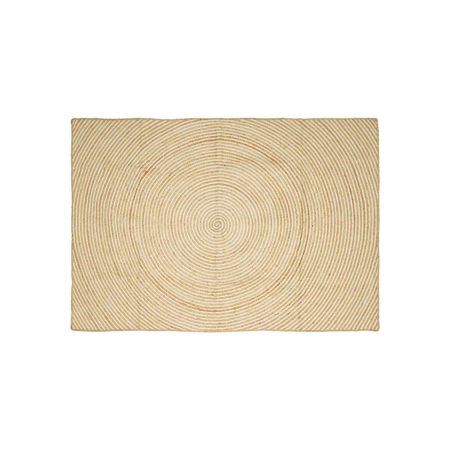 Tapis de zone Naturel et Blanc 160 x 230 cm Jute
