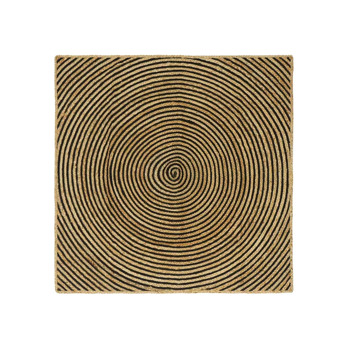 Tapis de zone Naturel et noir 160 x 160 cm Jute