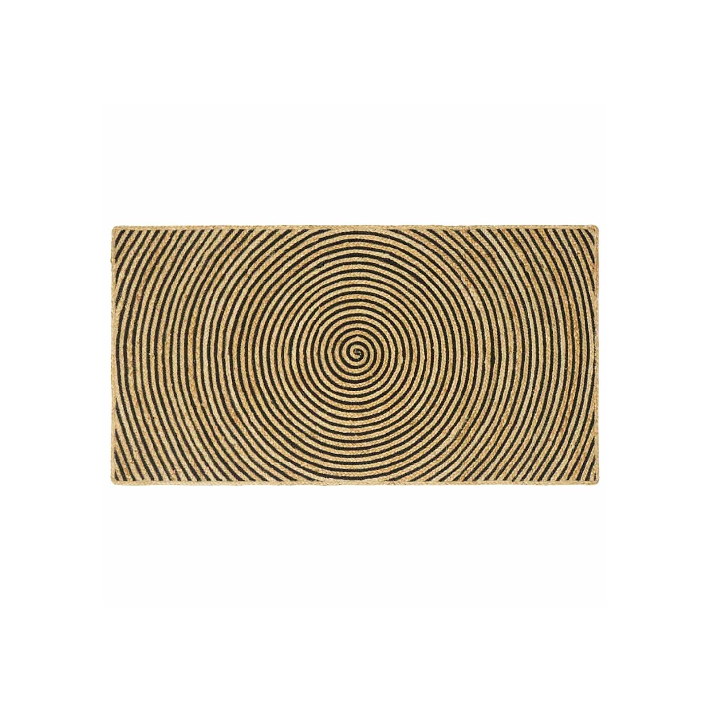 Tapis de zone Naturel et noir 80 x 150 cm Jute