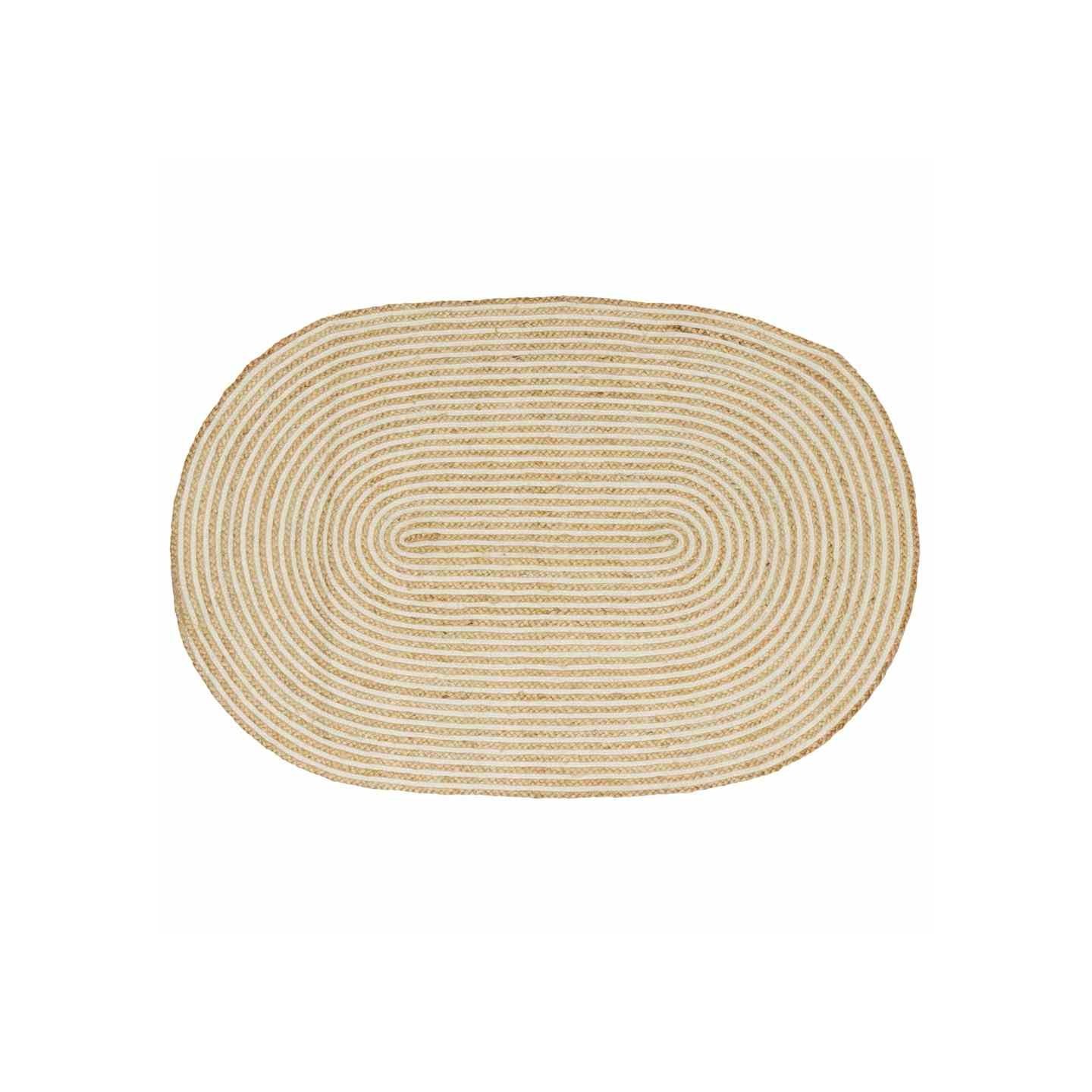 Tapis de zone Naturel et Blanc 122 x 183 cm Jute