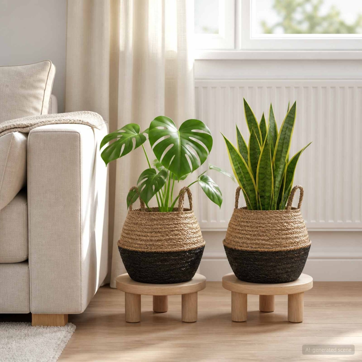 Pot de plante avec poignées 2 pc Noir Ø 32 x 32 cm