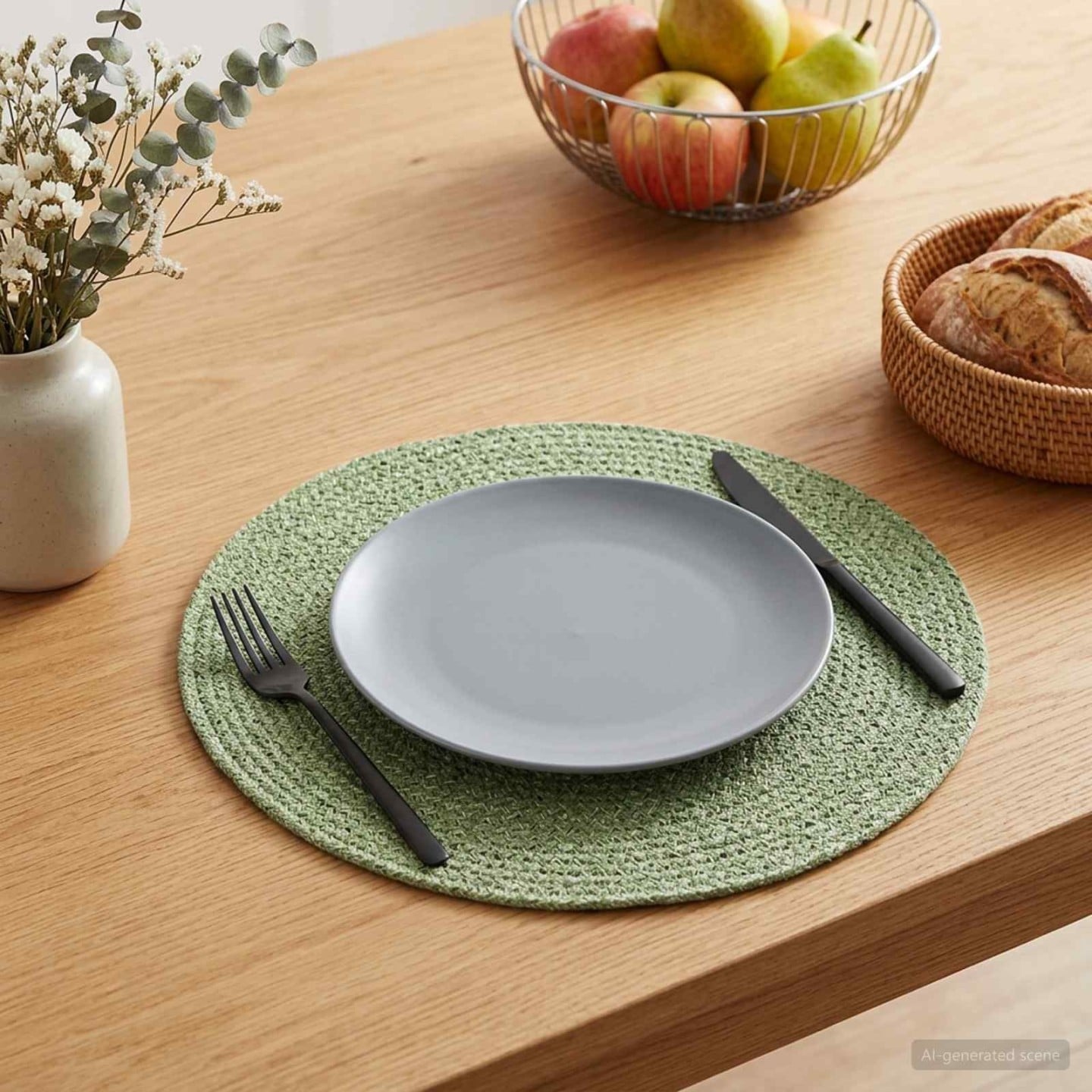 Placemets en jute 6 pc Vert olive 100 % jute Tossa