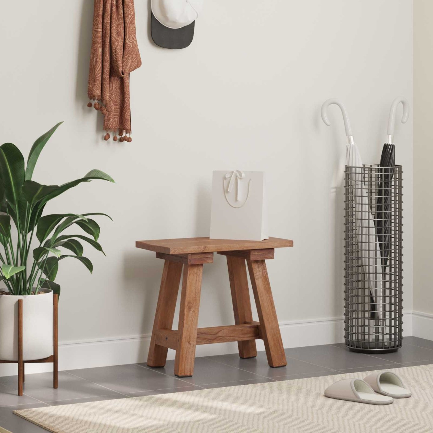 Banc Naturel 50,5 x 25 x 47,5 cm Bois massif d'acajou