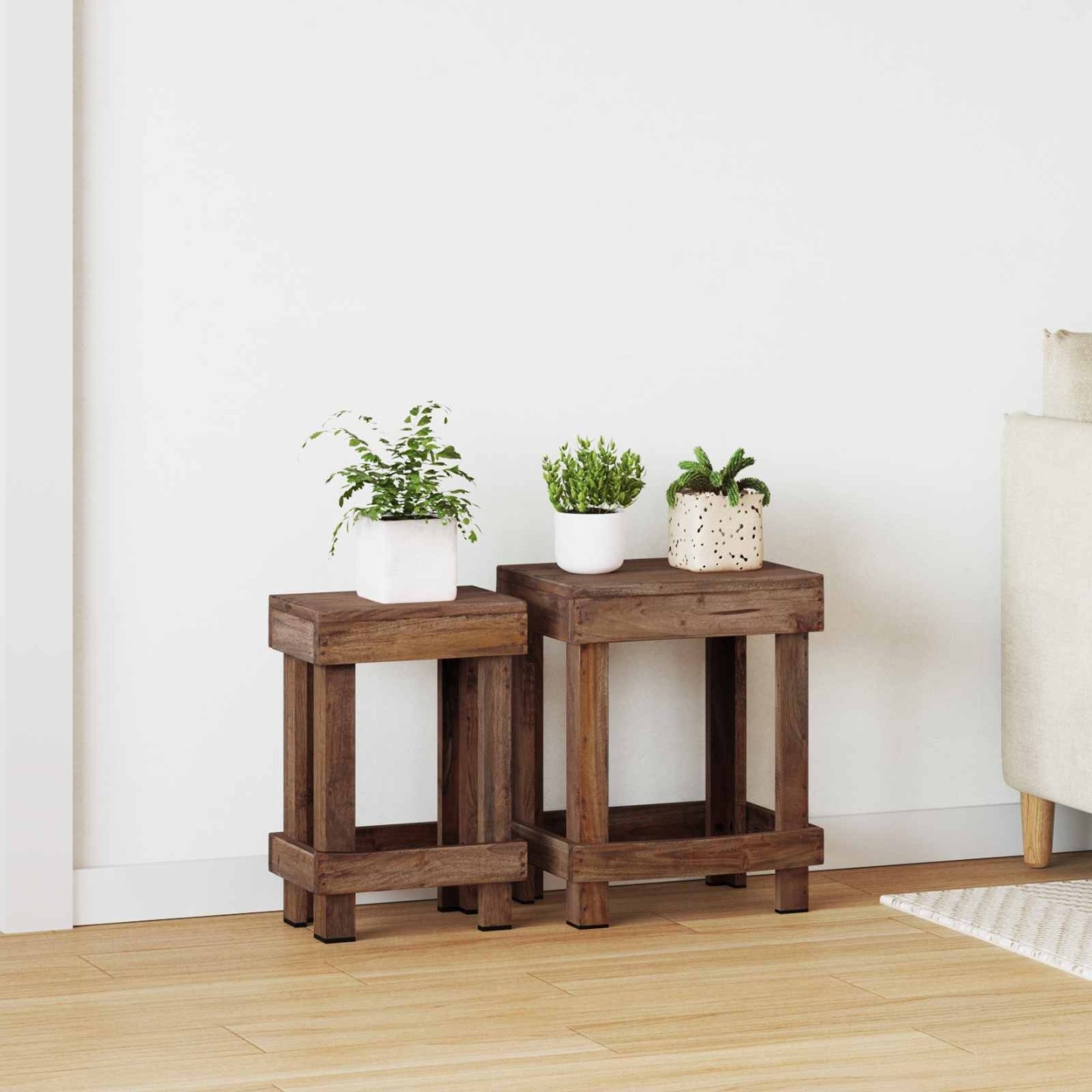Support de Plante 2 pc Marron 70 x 11 x 27 cm Bois d'Acajou