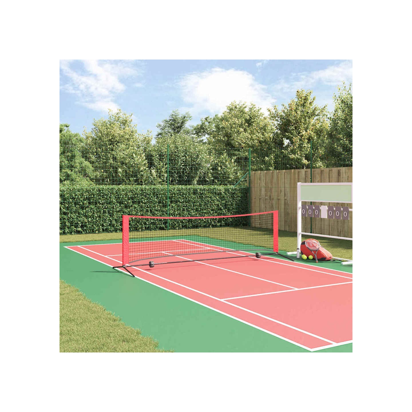 Filet de tennis Noir et Rouge 301 x 90,5 x 87 cm Polyester