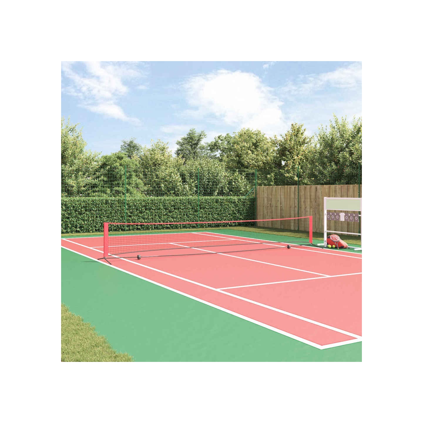 Filet de tennis Noir et Rouge 595 x 90,5 x 87 cm Polyester
