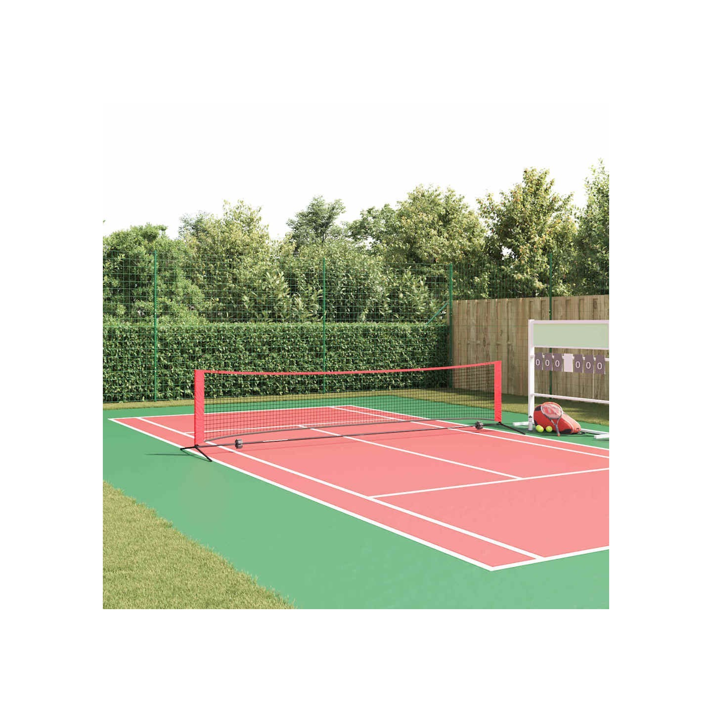 Filet de tennis Noir et Rouge 396 x 92 x 87 cm Polyester