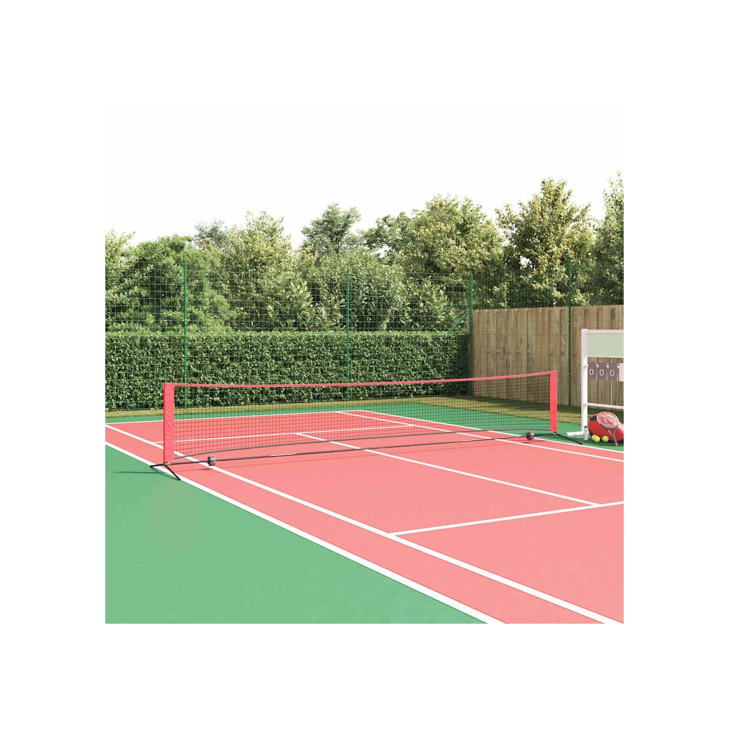 Filet de tennis Noir et Rouge 494,5 x 90 x 87 cm Polyester