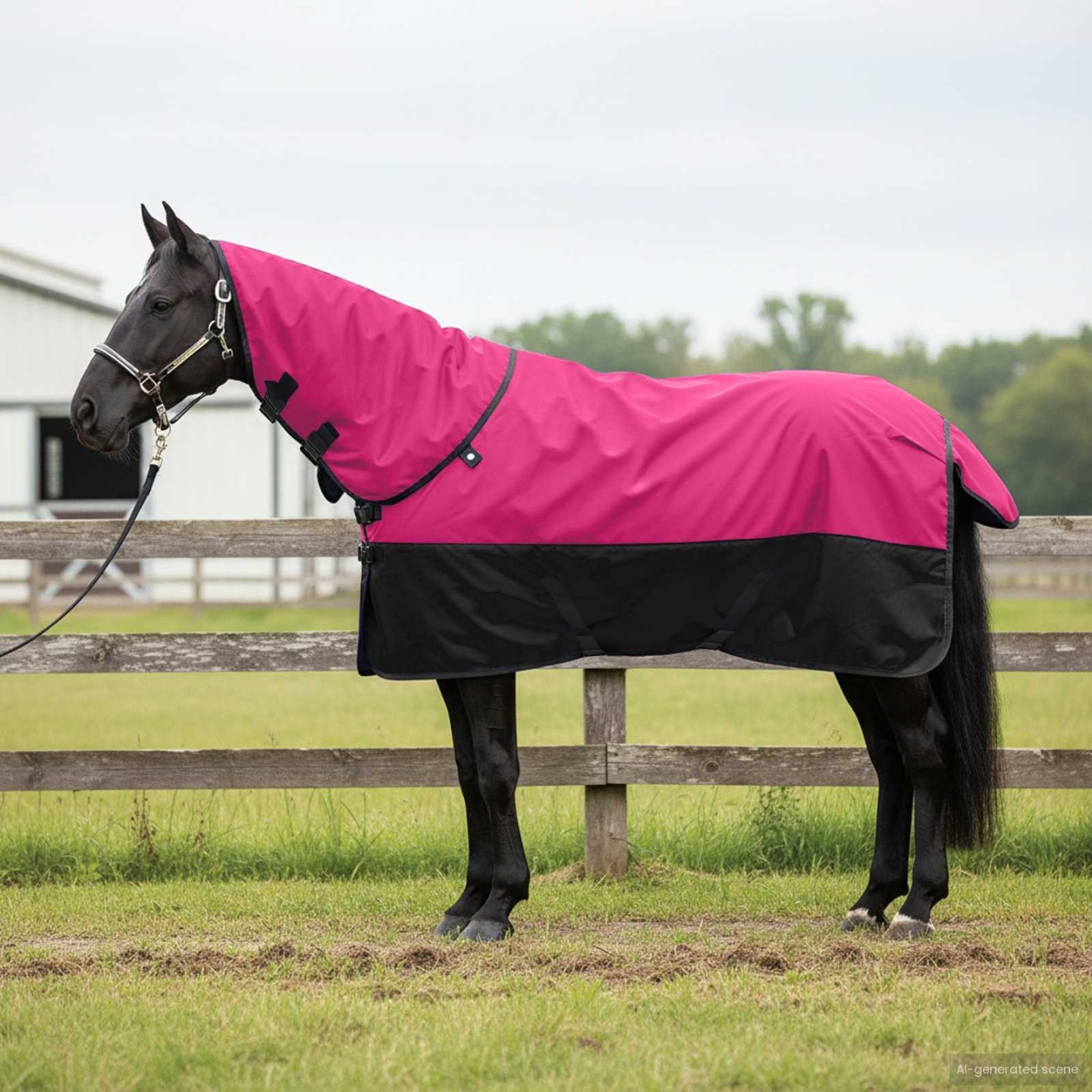 Couverture Équine Rose et Noir 85 cm Polyester