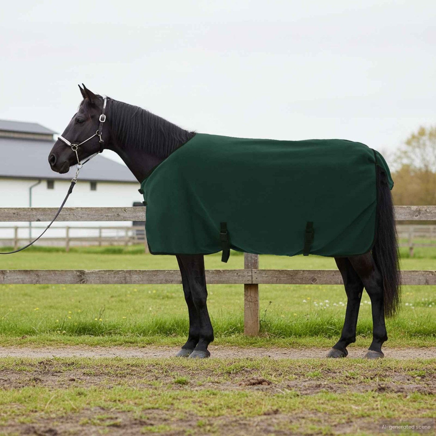 Couverture Équine Vert foncé 85 cm Fleece en polyester