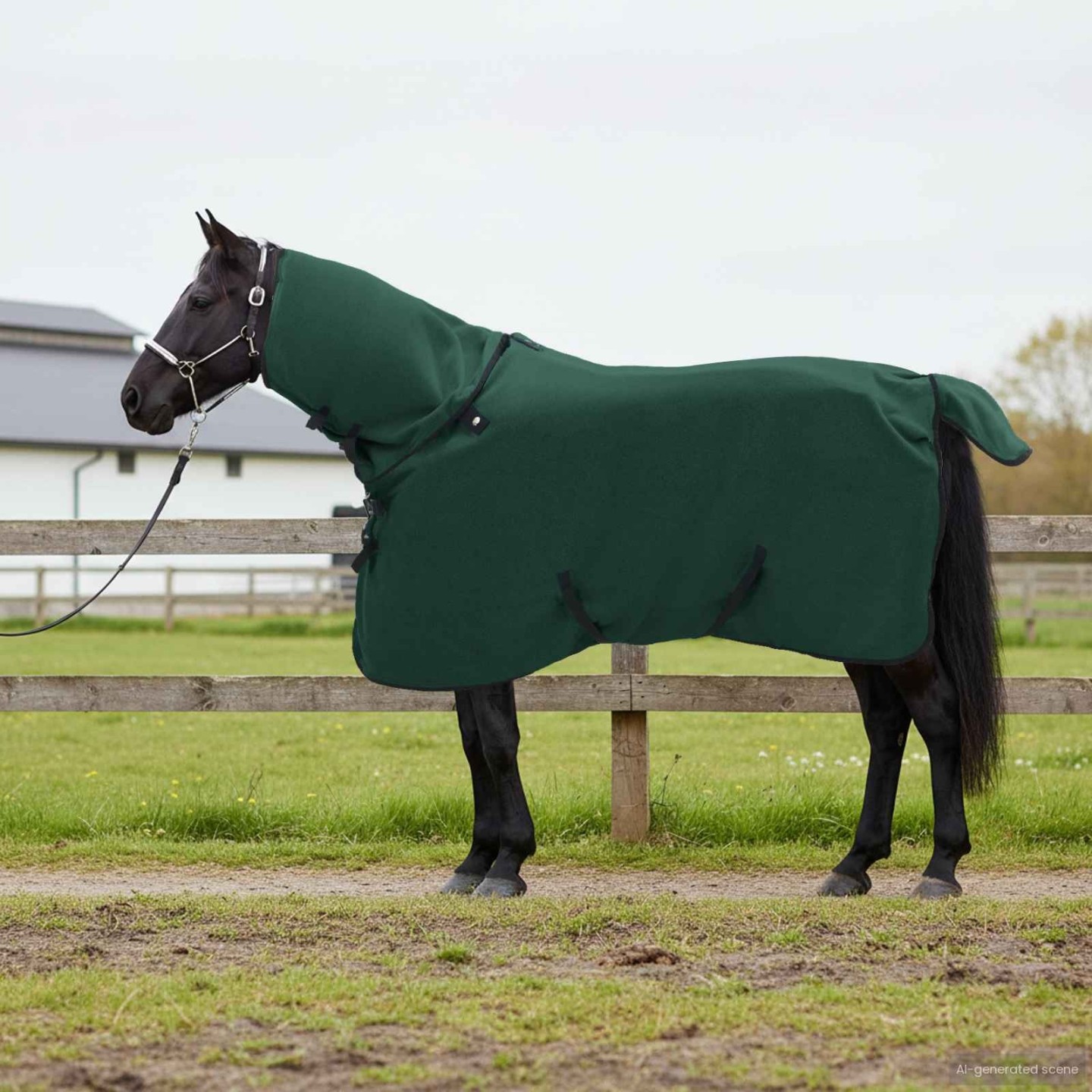 Couverture Équine Vert foncé 95 cm Fleece en polyester