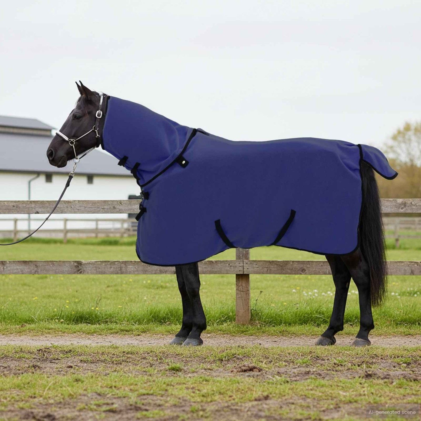 Couverture Équine Bleu marine 85 cm Fleece en polyester