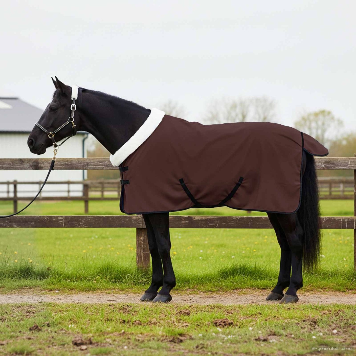 Couverture Équine Marron foncé 105 cm Fleece polaire