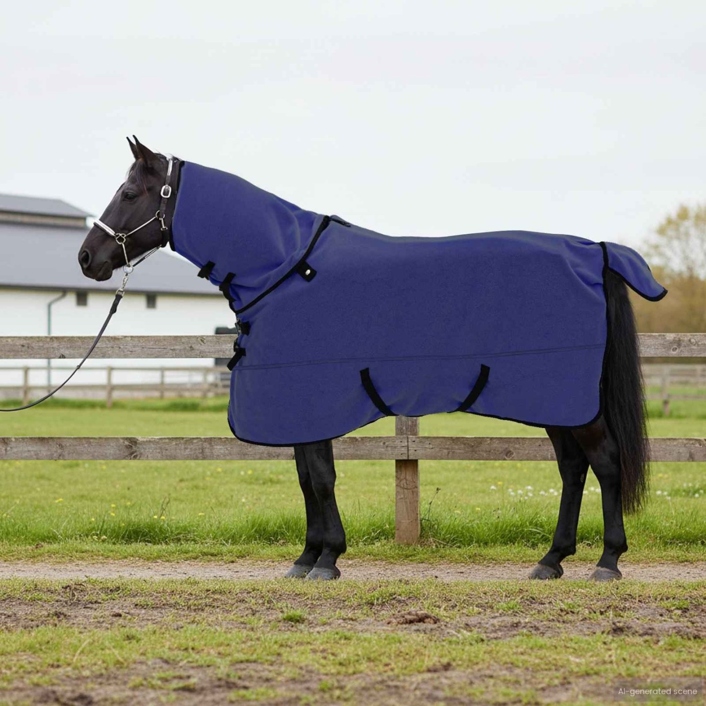 Couverture Équine Bleu marine 165 cm Fleece en polyester