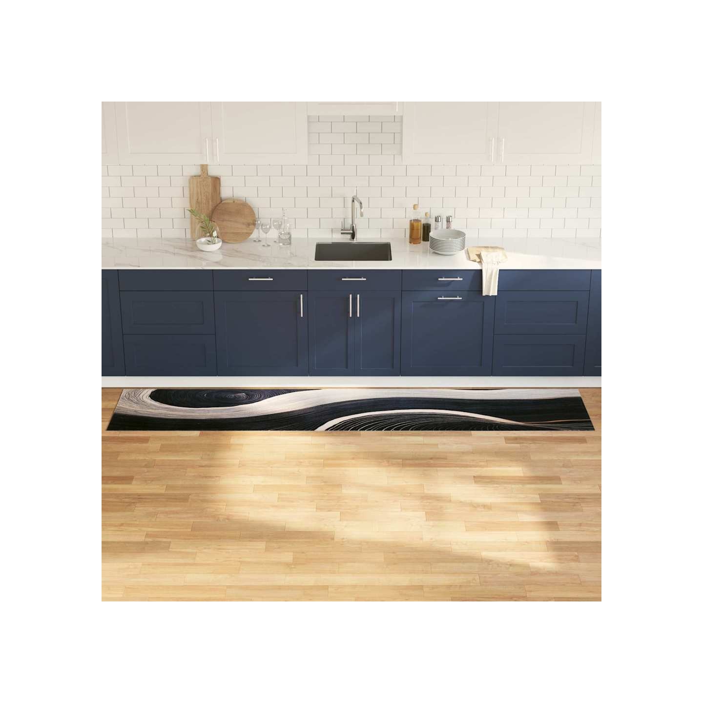 Tapis de Cuisine Noir 300 x 60 cm Velours