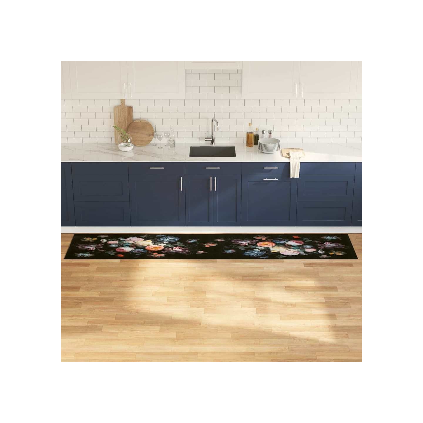 Tapis de Cuisine Noir 300 x 60 cm Velours