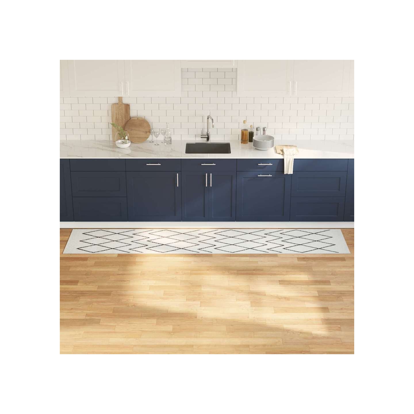 Tapis de Cuisine Blanc 300 x 60 cm Velours
