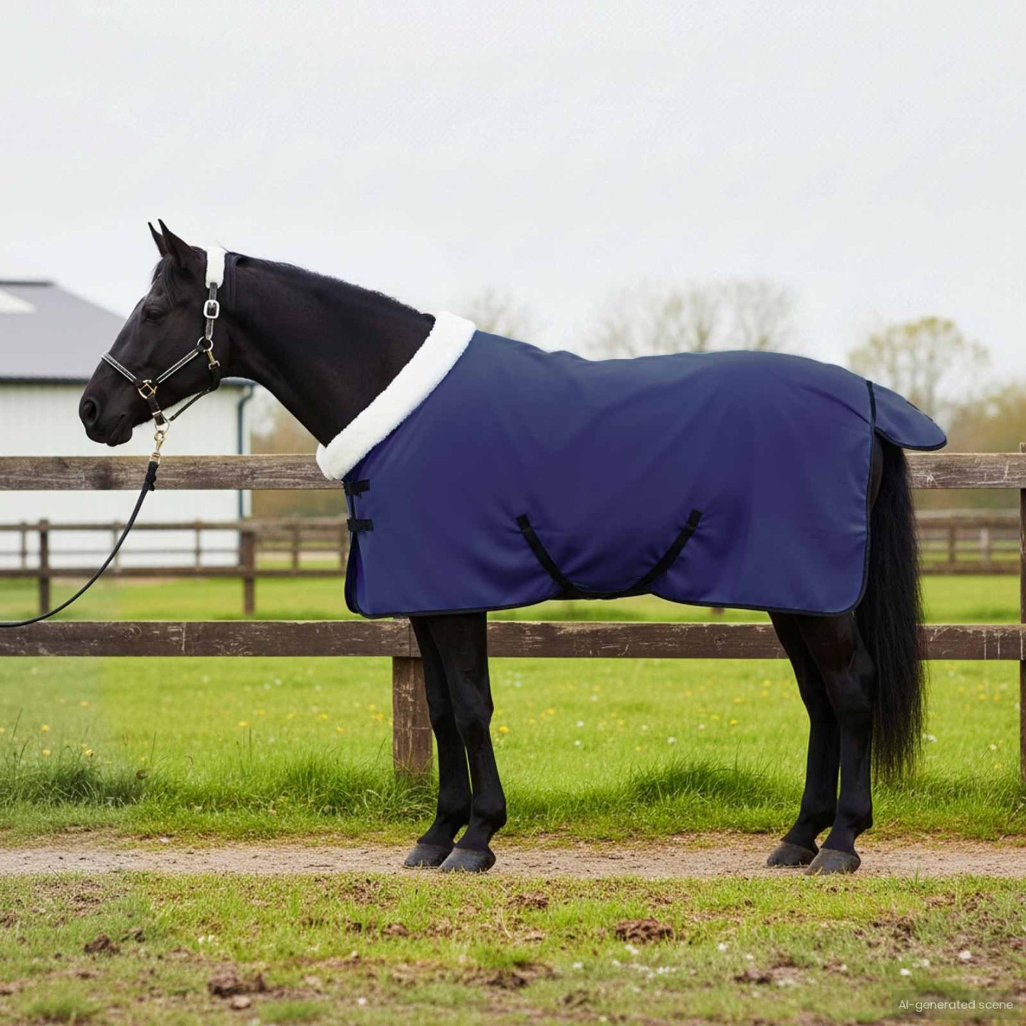Couverture Équine Bleu marine 105 cm Fleece polaire