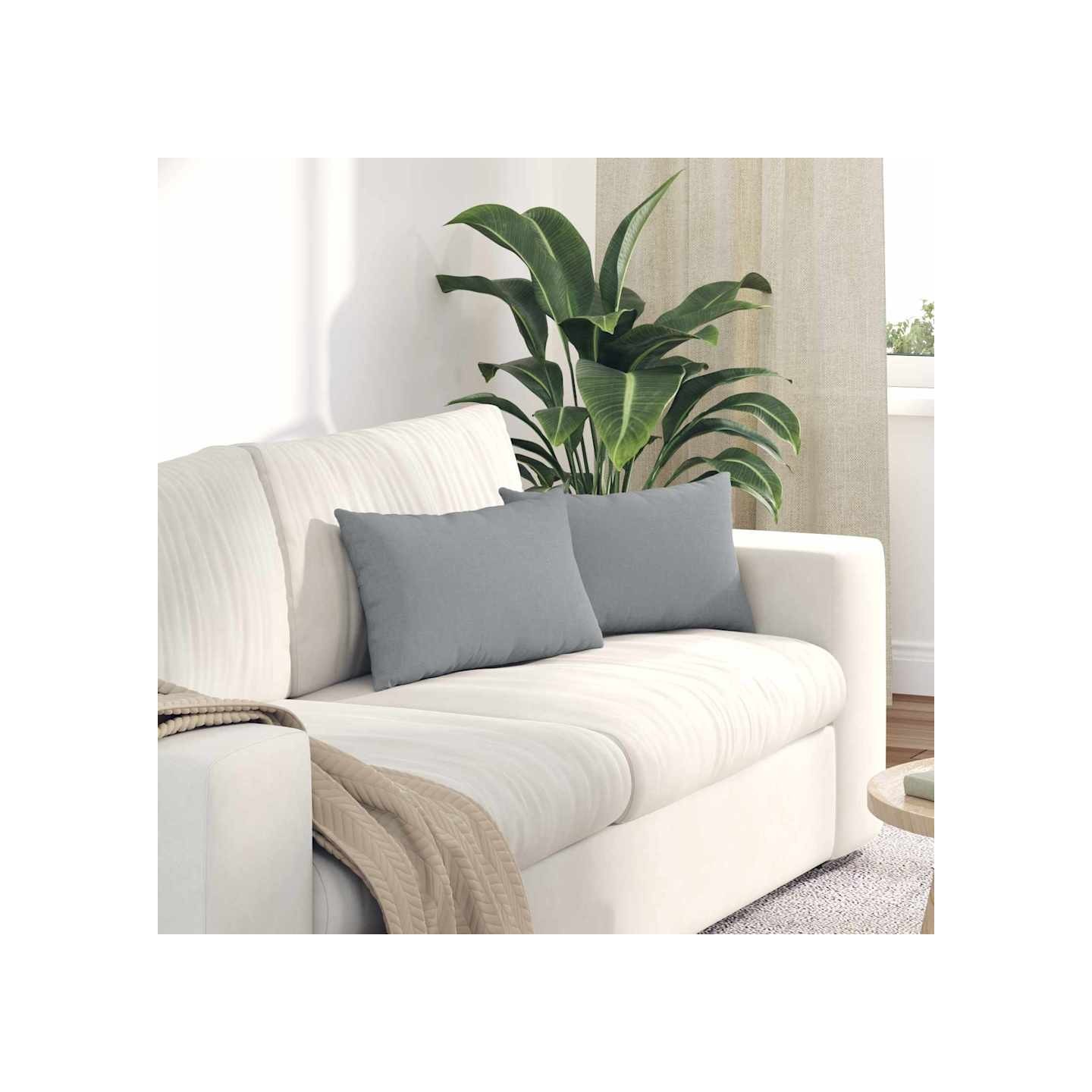 Coussins de canapé 2 pc tissu Gris clair 50 x 30 cm