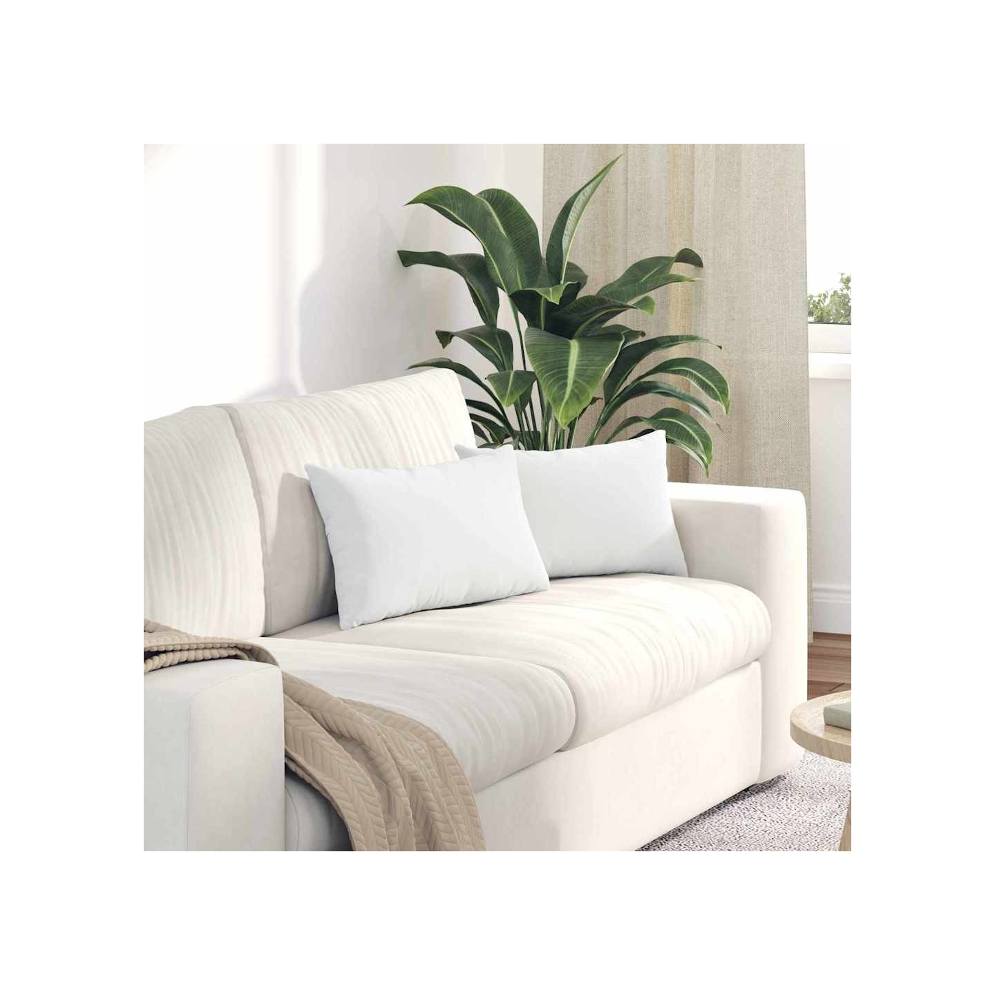 Coussins de canapé 2 pc tissu Blanc 50 x 30 cm