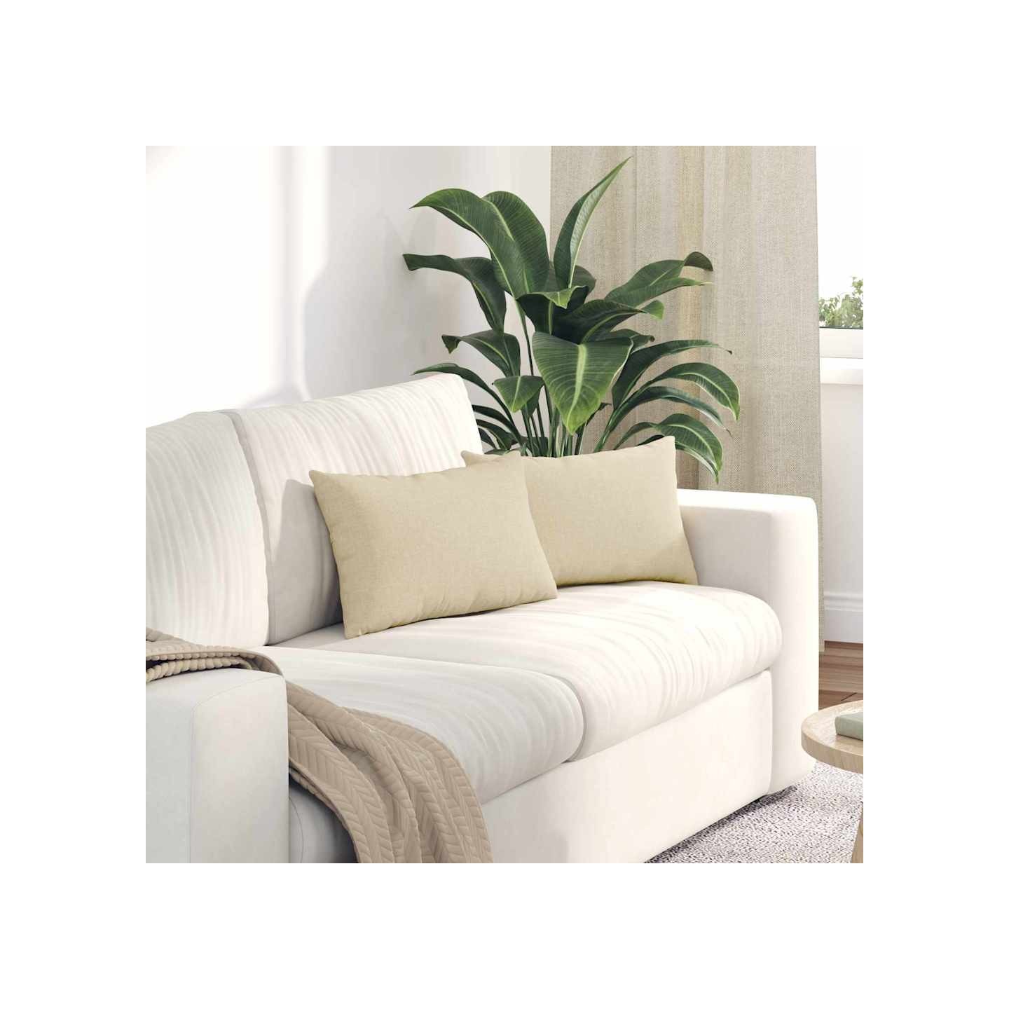 Coussins de canapé 2 pc tissu Crème 50 x 30 cm