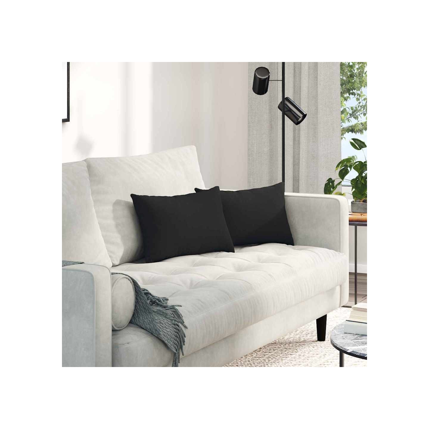 Coussins de canapé 2 pc tissu Noir 50 x 30 cm