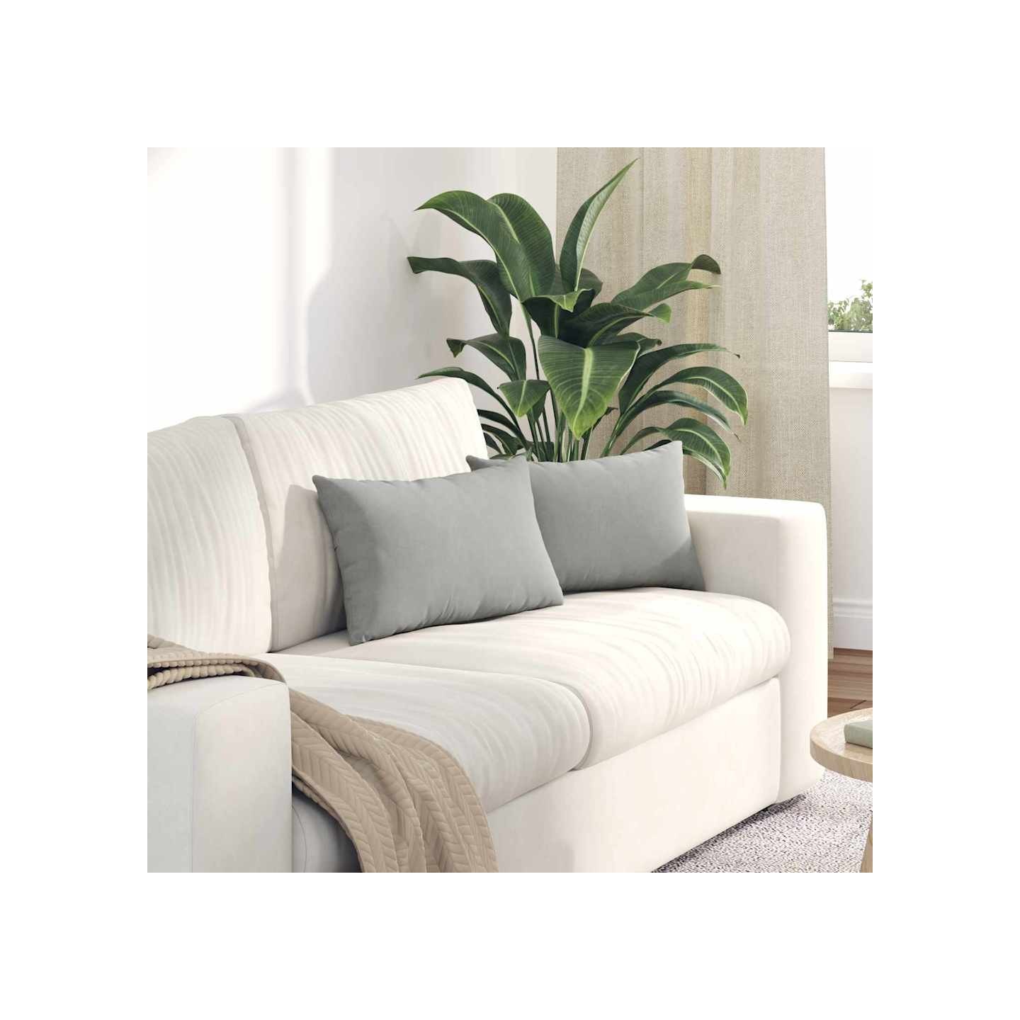 Coussins de canapé 2 pc tissu Gris clair 50 x 30 cm