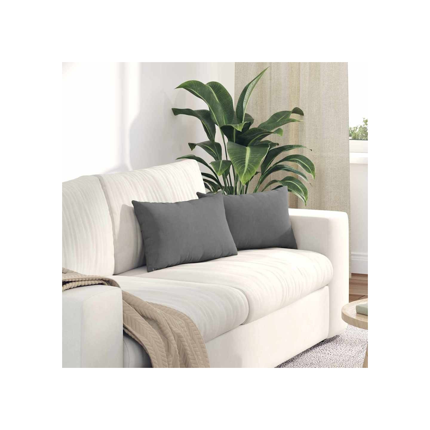 Coussins de canapé 2 pc tissu Gris foncé 50 x 30 cm