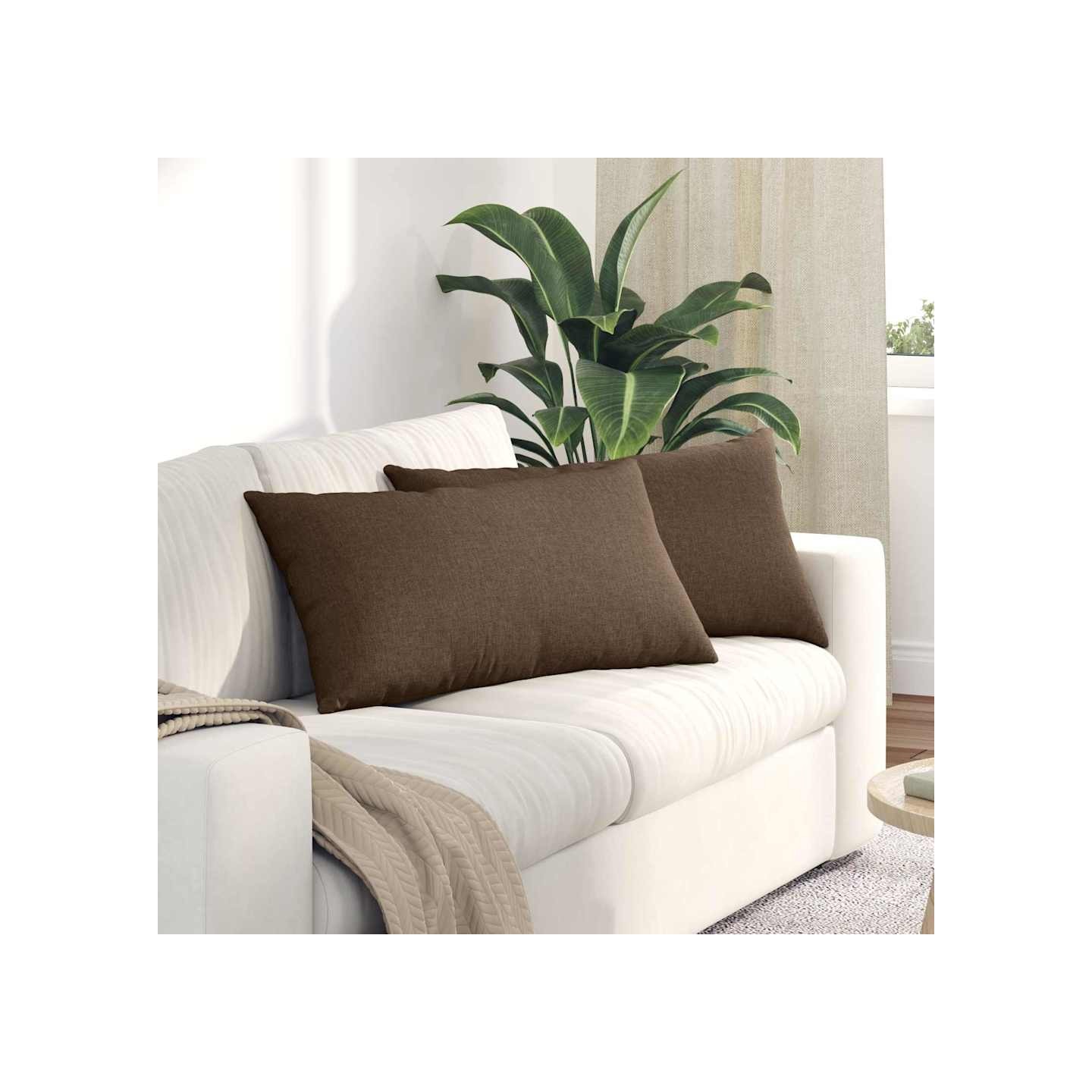 Coussins de canapé 2 pc tissu Marron 80 x 40 cm