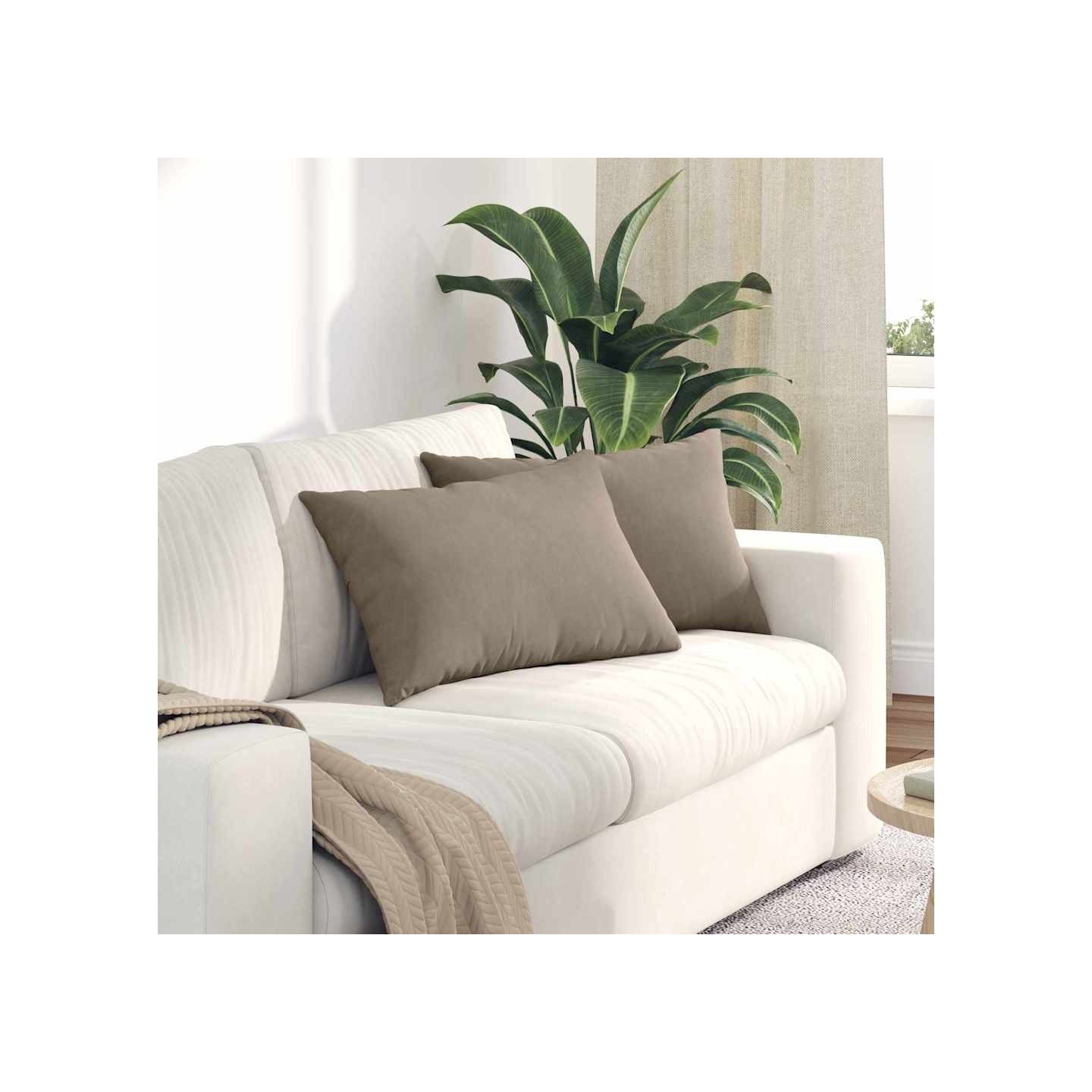 Coussins de canapé 2 pc tissu Taupe 60 x 40 cm