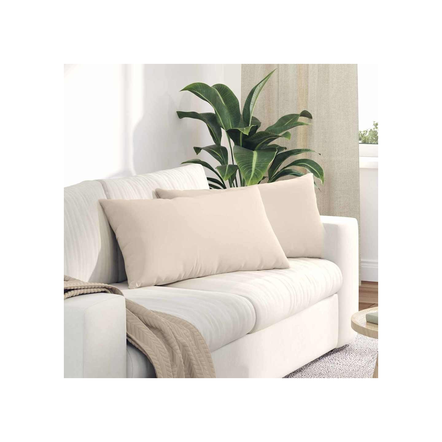 Coussins de canapé 2 pc tissu Beige 80 x 40 cm