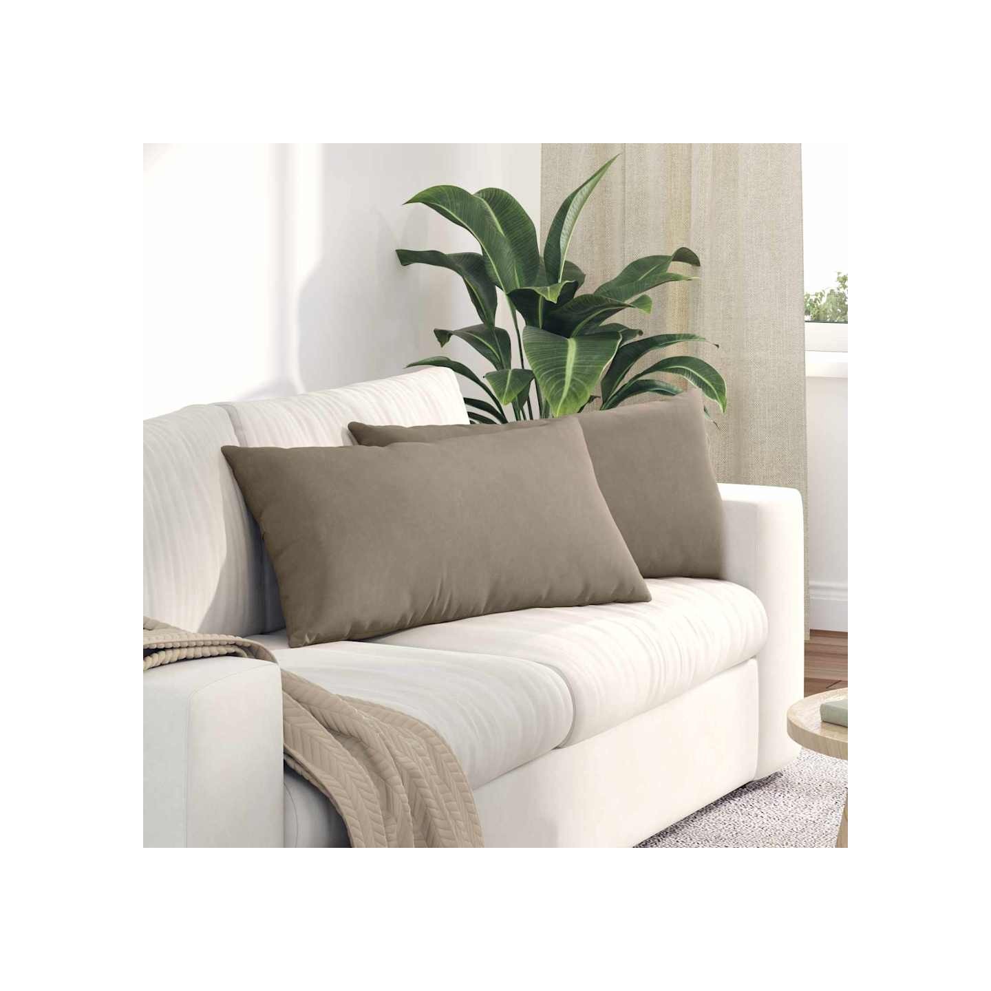 Coussins de canapé 2 pc tissu Taupe 80 x 40 cm