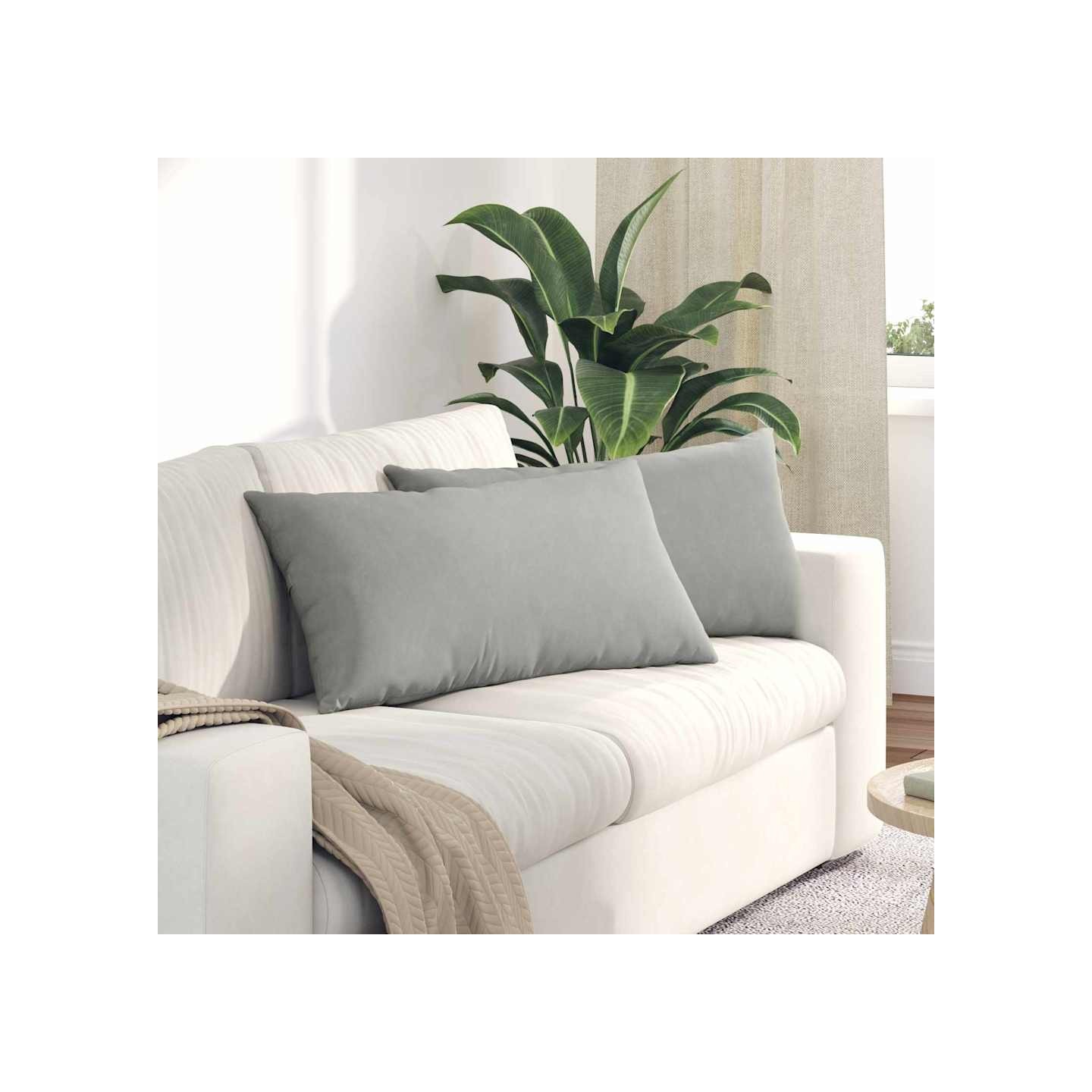 Coussins de canapé 2 pc tissu Gris clair 80 x 40 cm