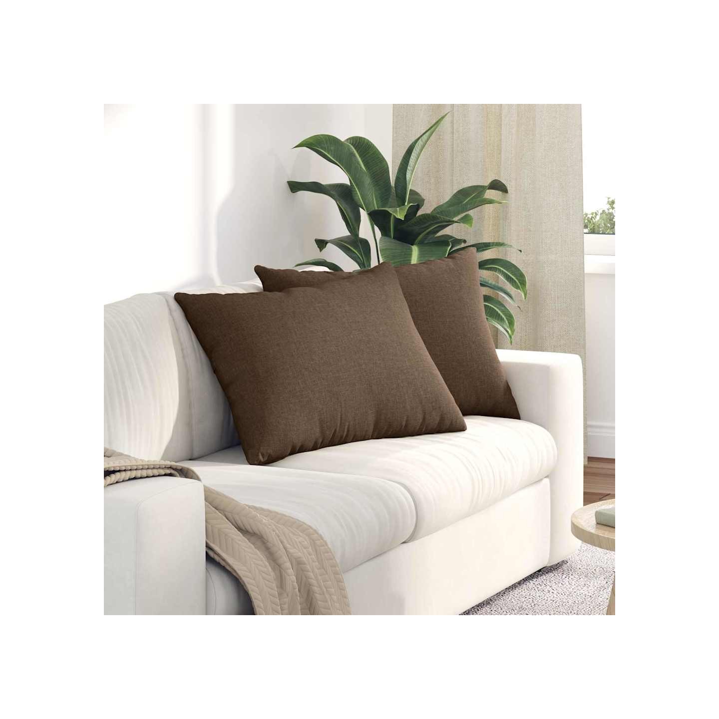 Coussins de canapé 2 pc tissu Marron 70 x 50 cm